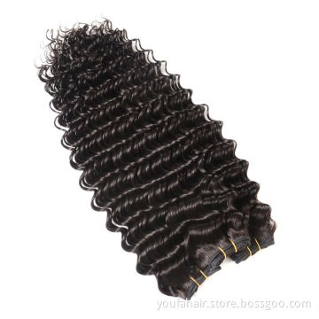 Human Hair 9A Deep Curly Deep Wave Bundle Sales Malaysian Brazilian Remy Hair Virgin Hair WEAVING Machine Double Weft >=35%
